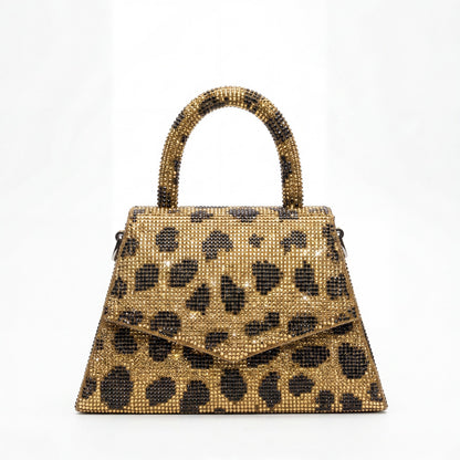 Nina Zarqua Crystal Mini Bag Leopard Rhinestone Crossbody Purse Statement Bag