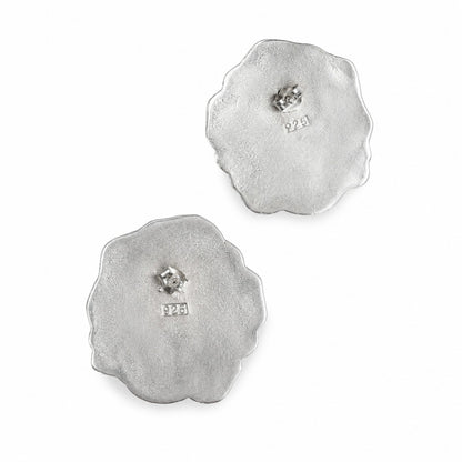 intage 925 Sterling Silver Natural Turquoise Statement Floral Stud Earrings