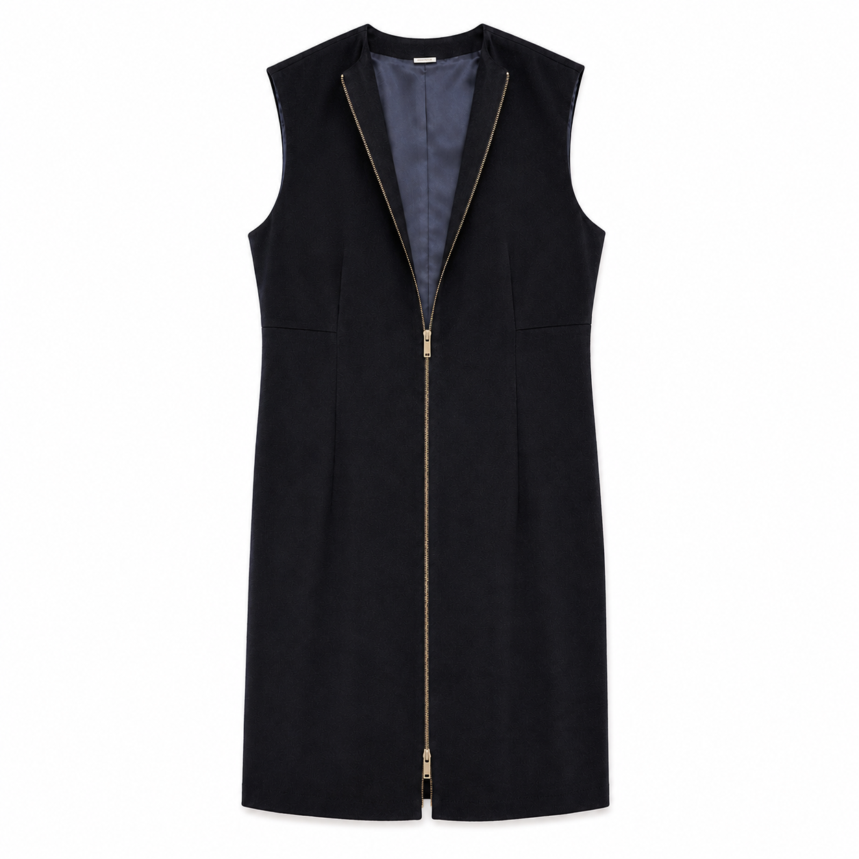 Wool Cashmere Midnight Blue Vest Dress | Two-Way | 34, 40, 42, 46
