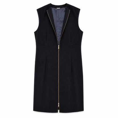 Wool Cashmere Midnight Blue Vest Dress | Two-Way | 34, 40, 42, 46