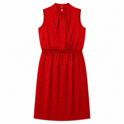 100% Silk Martin Grant Paris  Red Jacquard Sleeveless Dress | Stand Collar | NWT | Made in France