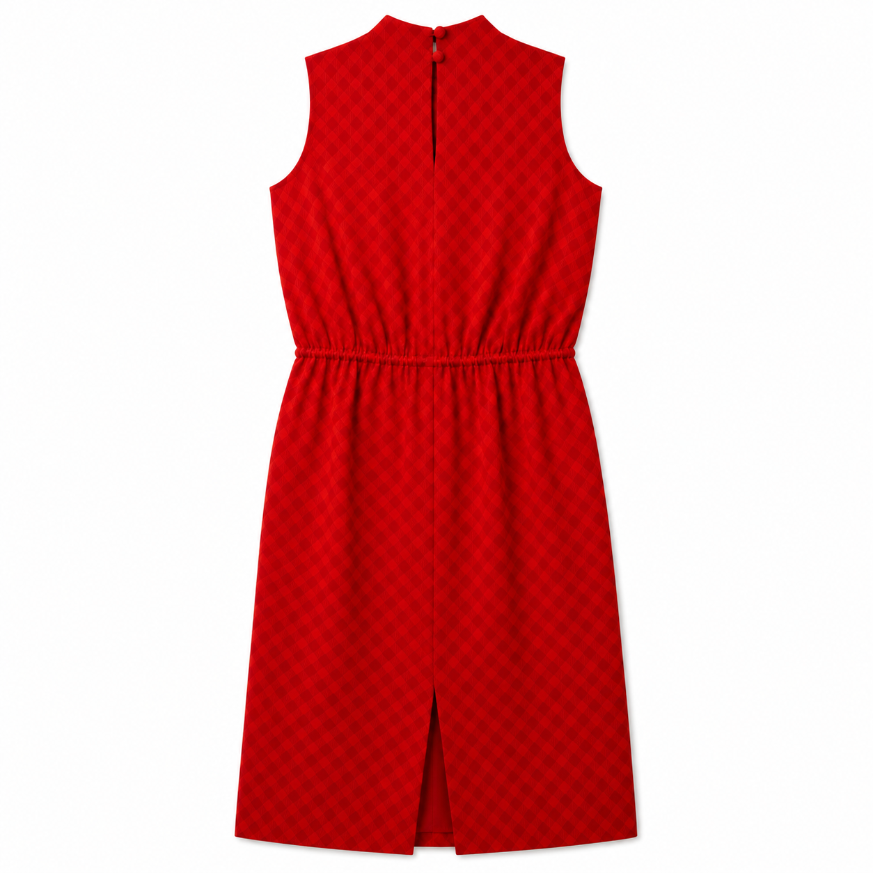 100% Silk Martin Grant Paris  Red Jacquard Sleeveless Dress | Stand Collar | NWT | Made in France