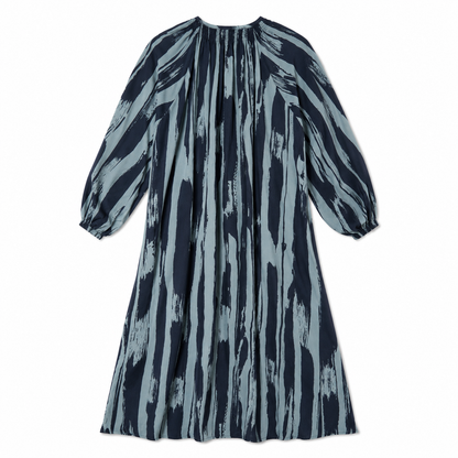 100% Silk Tucker by Gaby Basora  Abstract Brushstroke Midi Dress
