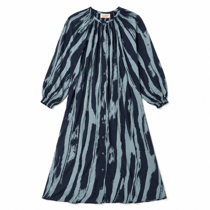 100% Silk Tucker by Gaby Basora  Abstract Brushstroke Midi Dress