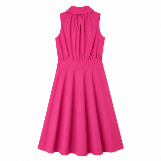 NWT 100% Cotton Hot Pink Fuchsia Sleeveless A-Line Midi Dress Max Mara | ADEPTO SS24 | S, L