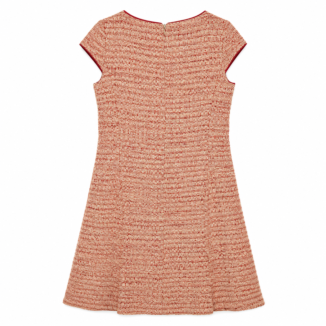 Italian Tweed Tan Terracotta A-Line Dress Max Mara | Metallic Thread | US 6