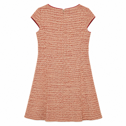 Italian Tweed Tan Terracotta A-Line Dress Max Mara | Metallic Thread | US 6