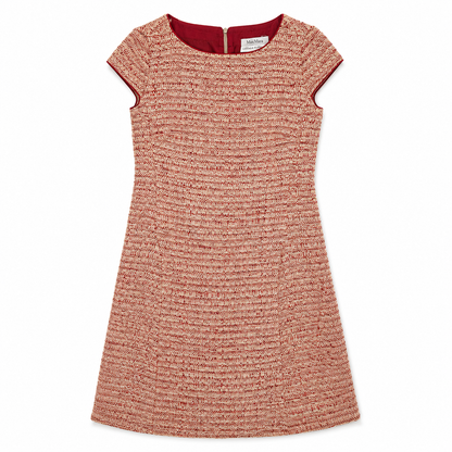 Italian Tweed Tan Terracotta A-Line Dress Max Mara | Metallic Thread | US 6