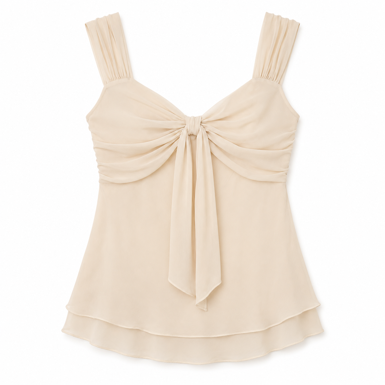 100% Silk Ivory Sleeveless Twist Front Camisole TopSize M