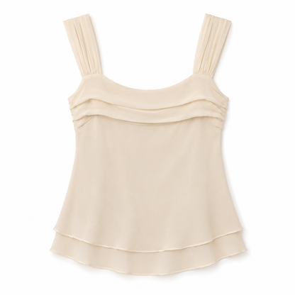 100% Silk Ivory Sleeveless Twist Front Camisole TopSize M