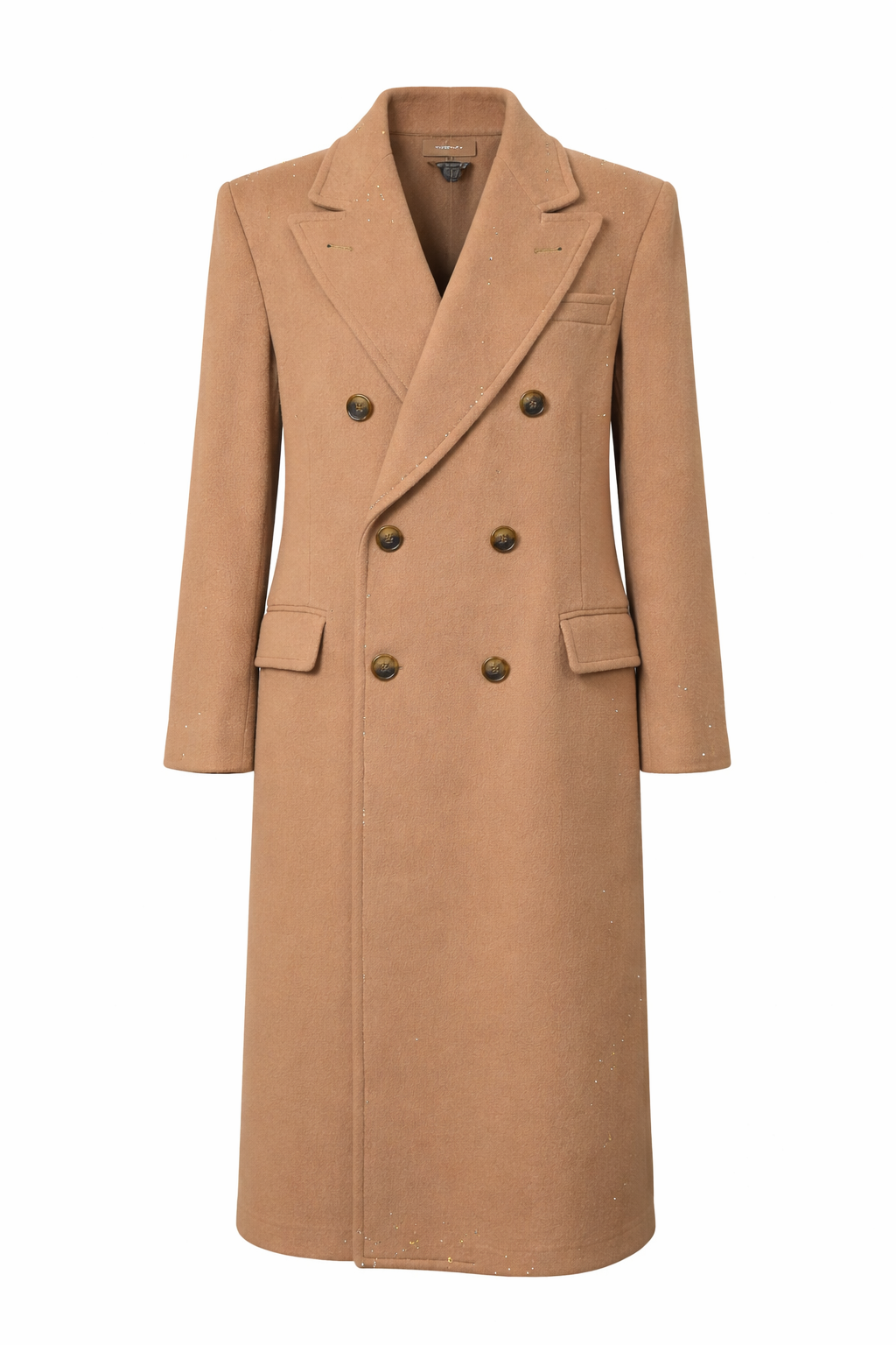 Tempo Europe by London Fog Camel Wool Coat with Austrian Crystal Embellishment