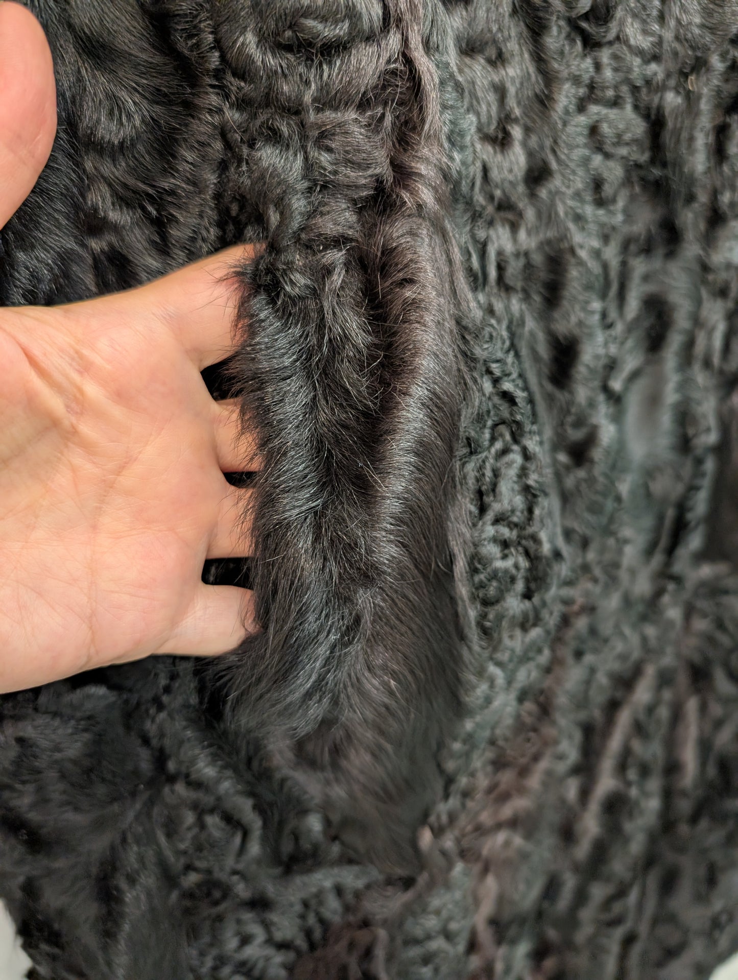 Vintage Persian Lamb Fur Coat with Brown Mink Collar
