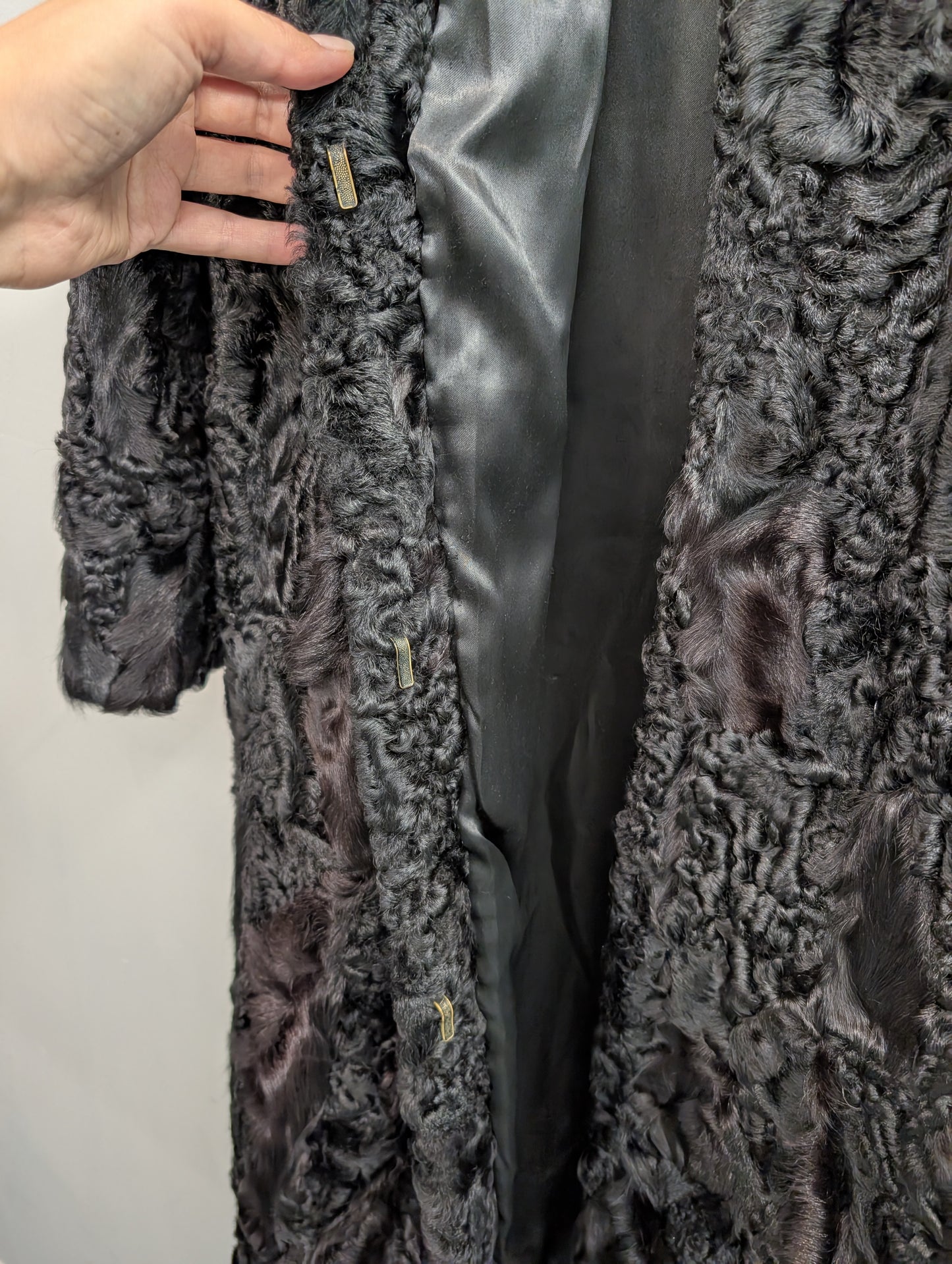 Vintage Persian Lamb Fur Coat with Brown Mink Collar