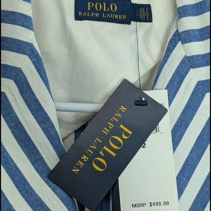 NWT Cotton Blue & White Striped Double-Breasted Blazer Polo Ralph Lauren | XS