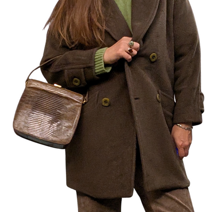 100% Genuine Lizard Skin Vintage Pallizio  Handbag Green Brown Leather Purse with Coin Purse