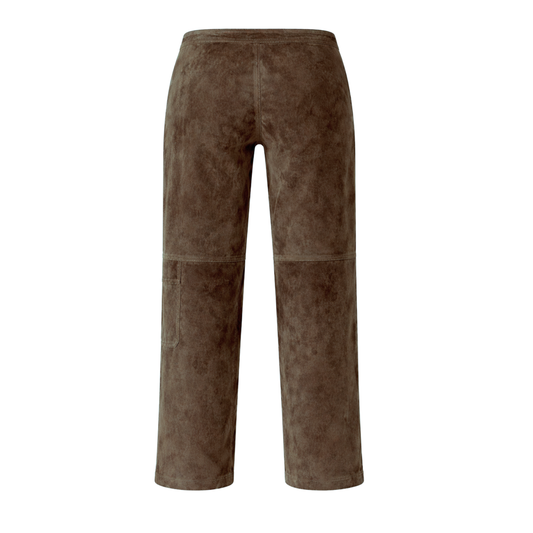 High-Waisted Suede Cargo Pants