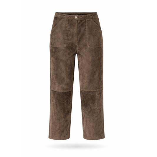High-Waisted Suede Cargo Pants