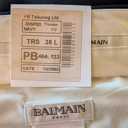Balmain Paris Men’s 100% Wool Trousers 38L Navy NWT Vintage 2002 Tailored