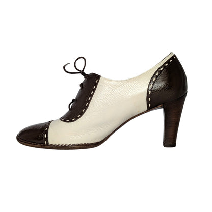 Leather Two-Tone Lace-Up Heels Ferragamo | Size 8
