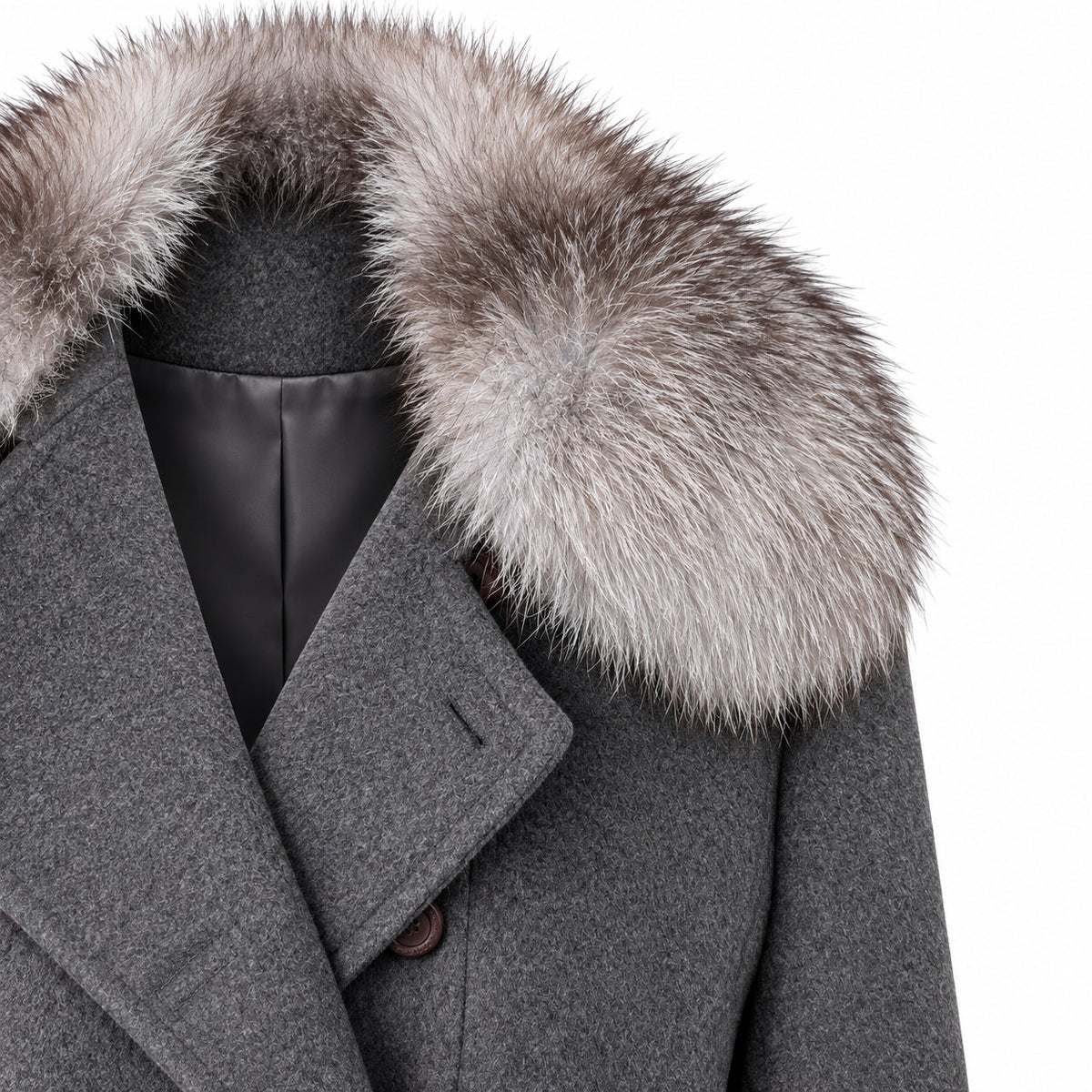 Vintage Oscar de la Renta Wool Cashmere Genuine Fox Fur Jacket US 4