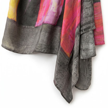 100% Silk Rachel Rachel Roy Asymmetric Abstract Watercolor Silk Dress | Size S