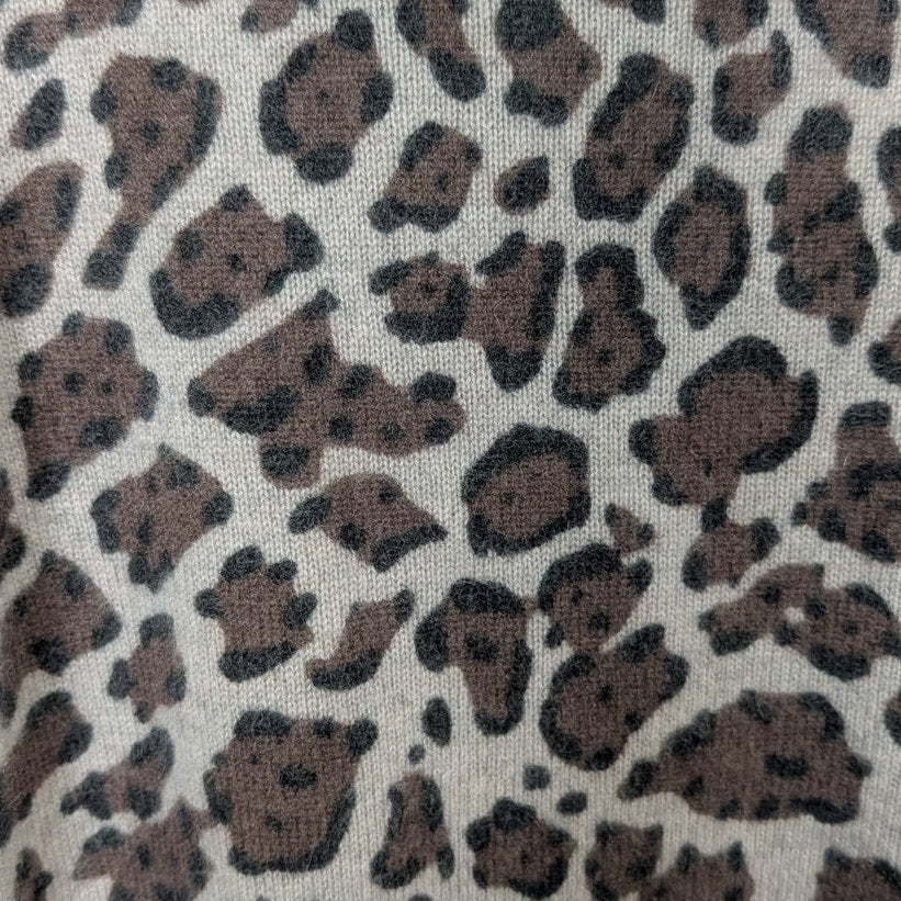 PLY Cashmere Leopard Print 100% Cashmere Crew Neck Sweater, Size M