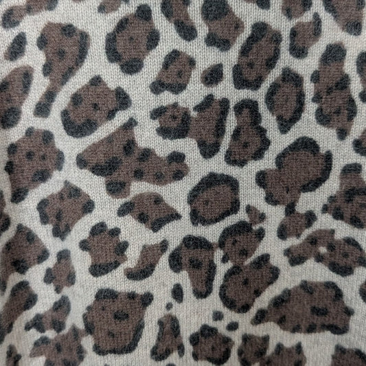 PLY Cashmere Leopard Print 100% Cashmere Crew Neck Sweater, Size M