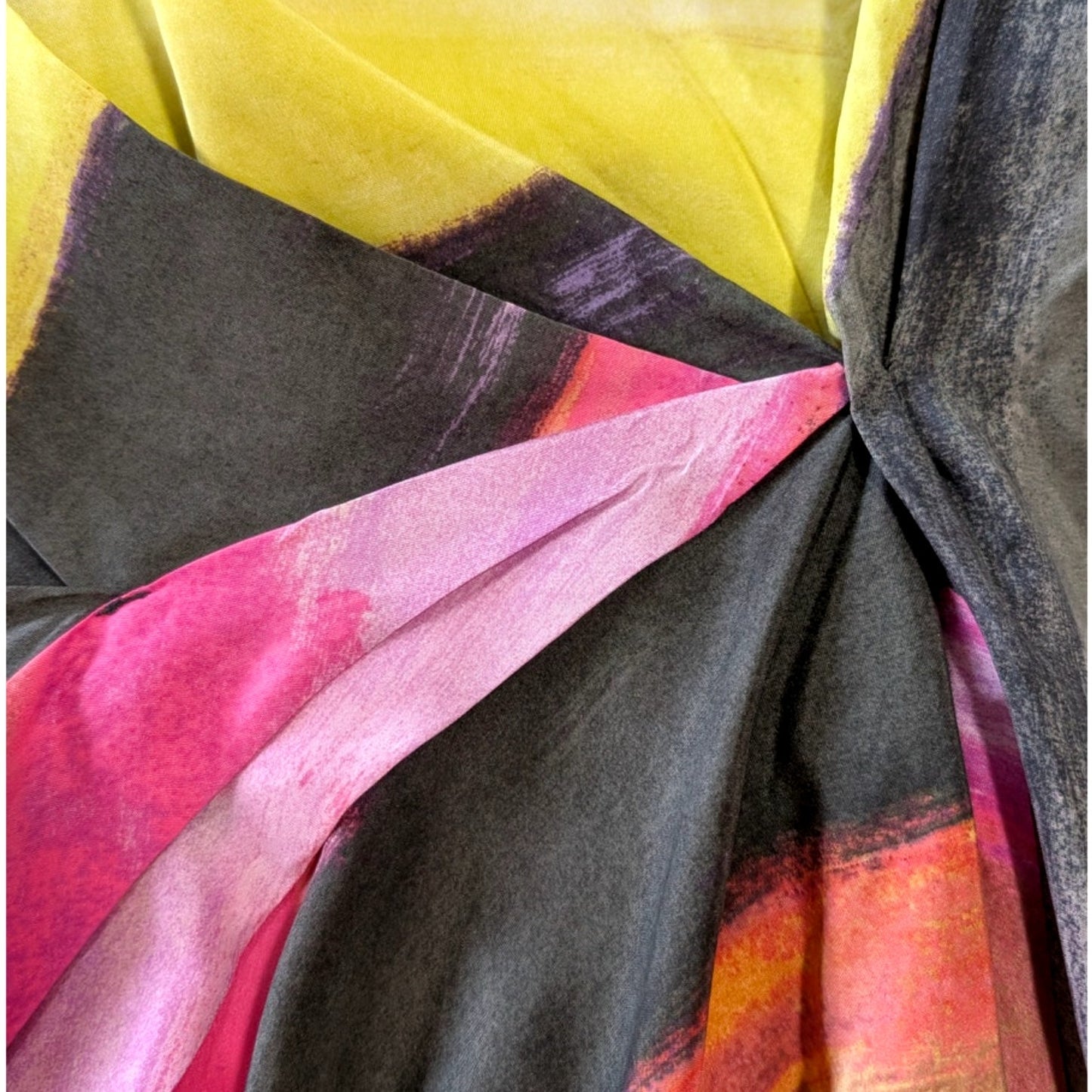 100% Silk Rachel Rachel Roy Asymmetric Abstract Watercolor Silk Dress | Size S