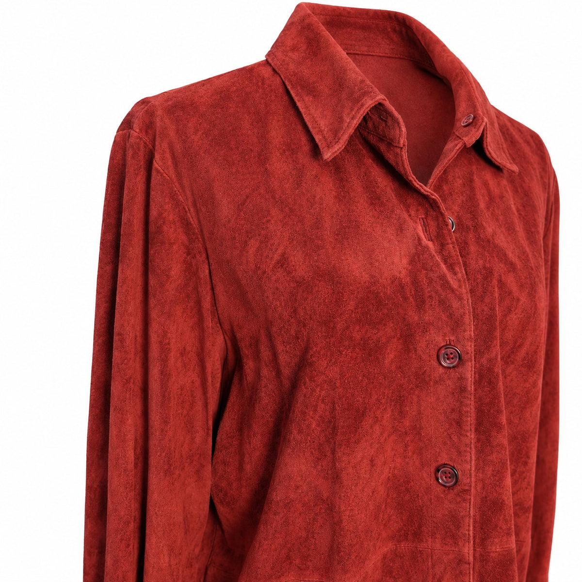 Brandon Thomas Red Suede Leather Shirt Jacket Button Front XL