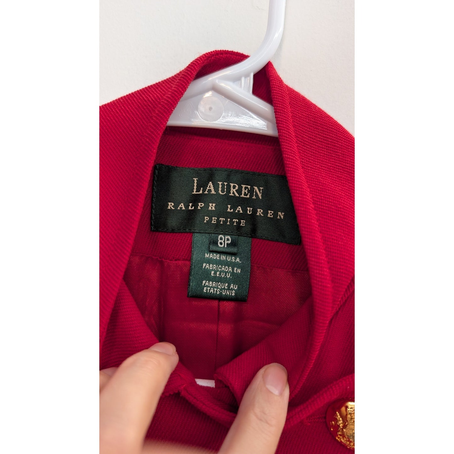 Vintage Ralph Lauren Red Wool Military Blazer with Gold Buttons