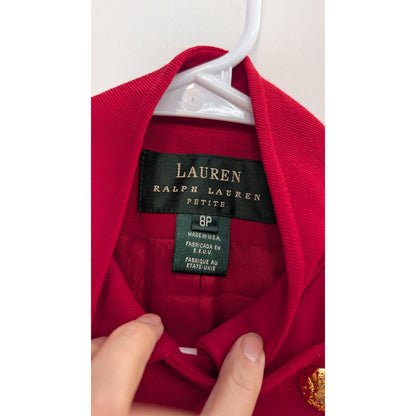 Vintage Ralph Lauren Red Wool Military Blazer with Gold Buttons