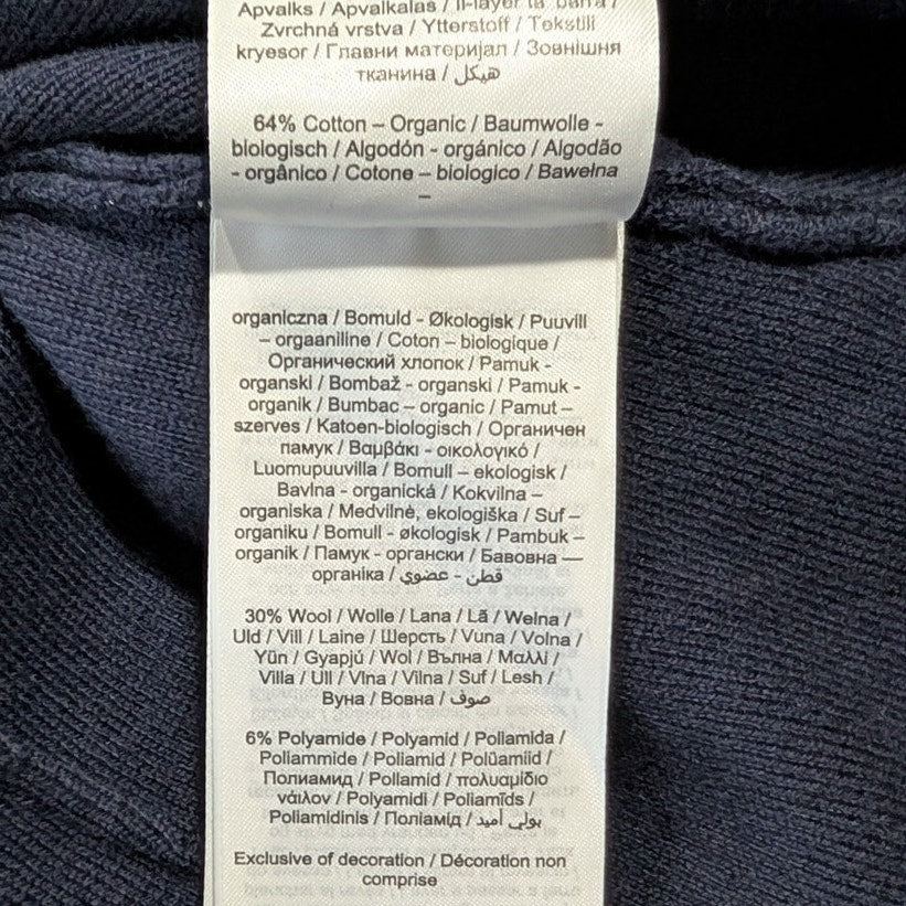 Aligne Navy Ribbed Organic Cotton Button-Front Top | 64% Organic Cotton | US 6