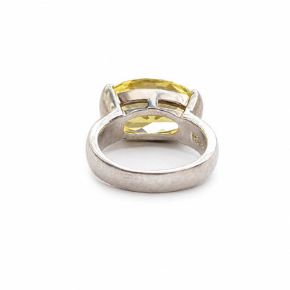 925 Stacking Sterling Silver Man Made Lemon Quartz Rings Set Size 7 & 7.5 Yellow Quartz  Silver Pair