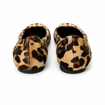100% Genuine Leather and Calf Hair Tory Burch Reva Leopard Ballet Flats Size 7