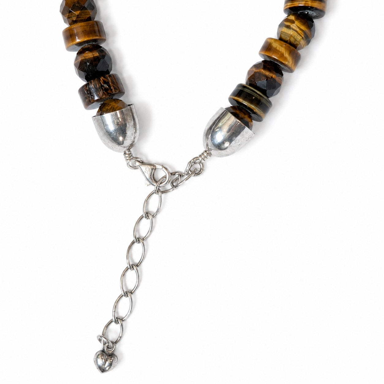Jay King Tiger Eye Gemstone Necklace 925 Sterling Silver 18" + 3" Extender
