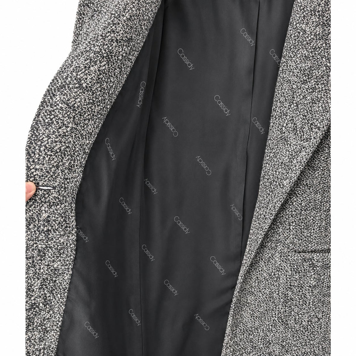 Vintage Cassidy Petite Gray Wool Tweed Long Coat Hand Tailored Made in USA