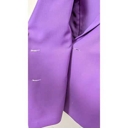 100% Italian Wool Purple Double-Breasted Pantsuit Genny | Mother of Pearl Buttons | IT 38 / US 2