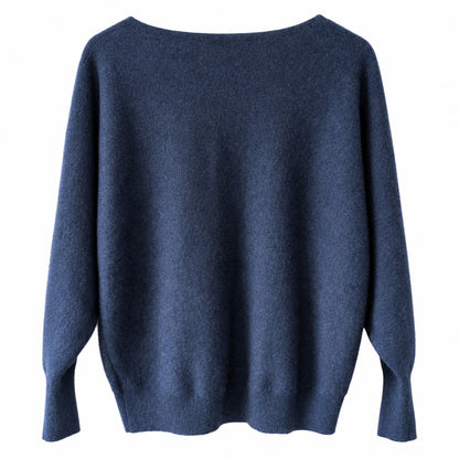 Tahari 100% 2-Ply Cashmere Dolman Sleeve Sweater, Heather Blue, Size XL