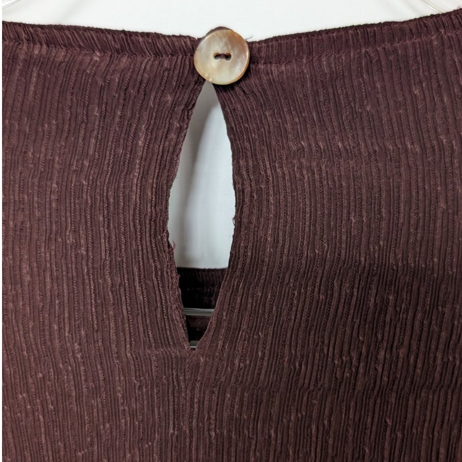 Georgiou Studio Burgundy 100% Silk Crinkle Top and Wide Leg Pants Set 4 / 6P