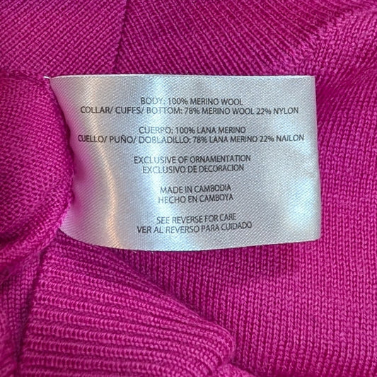 Banana Republic Fuchsia 100% Merino Wool V-Neck Sweater, Size S