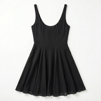 100% Silk Polo Ralph Lauren Black Fit & Flare Skater Mini Dress Size 4