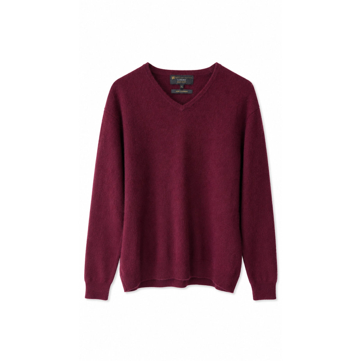 M&S Collection Luxury Men's Pure Cashmere V-Neck Sweater, Burgundy, Size XL