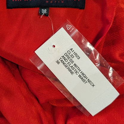 100% Silk Martin Grant Paris  Red Jacquard Sleeveless Dress | Stand Collar | NWT | Made in France