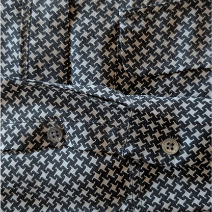 Equipment 100% Silk Houndstooth Blouse | Size S | Black & Grey | Long Sleeve |