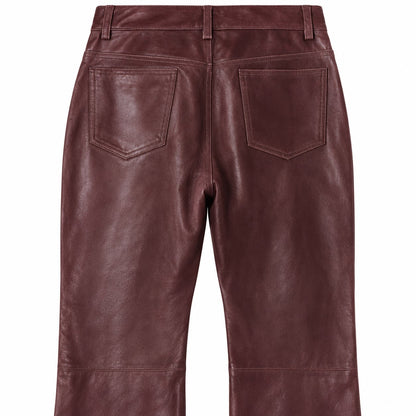 Wilsons Maxima Burgundy Genuine Leather Pants Bootcut 5 Pocket Size 12 NWT