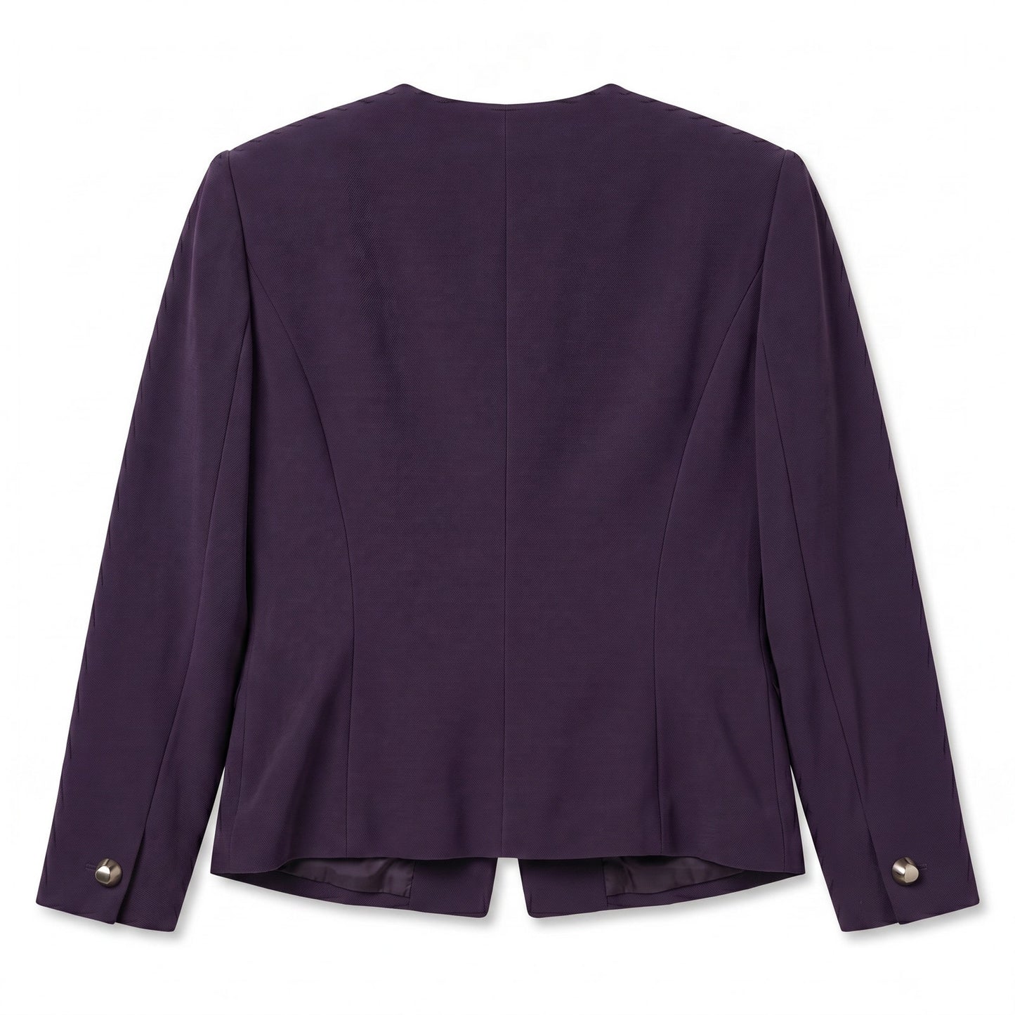 100% Wool Dana Buchman Petites 4P Purple Structured Collarless Blazer