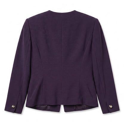 100% Wool Dana Buchman Petites 4P Purple Structured Collarless Blazer