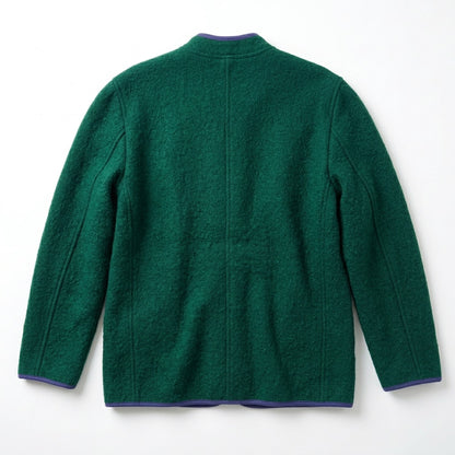100% Virgin Boiled Green Wool Jacket Blue Trim Austrian Style