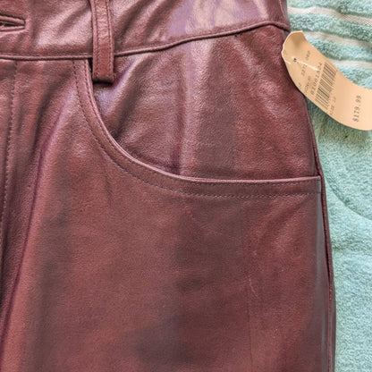Wilsons Maxima Burgundy Genuine Leather Pants Bootcut 5 Pocket Size 12 NWT
