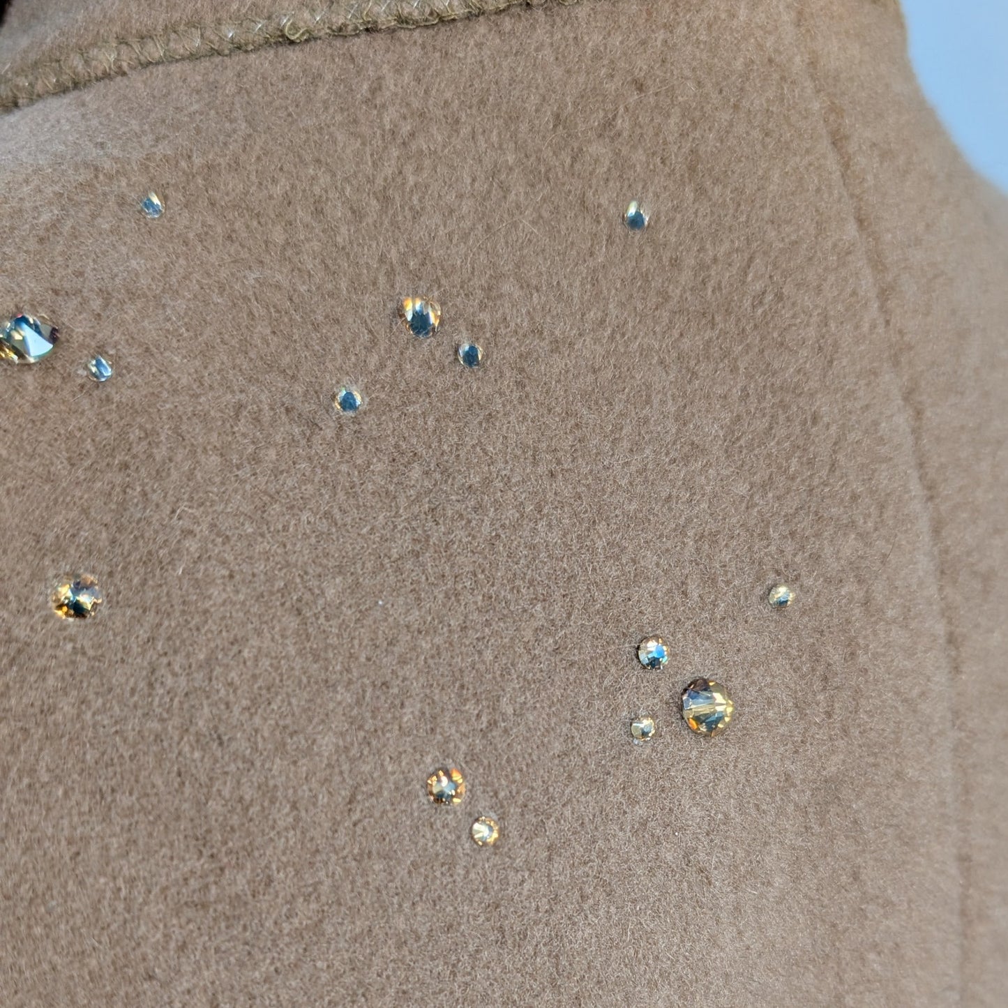 Tempo Europe by London Fog Camel Wool Coat with Austrian Crystal Embellishment